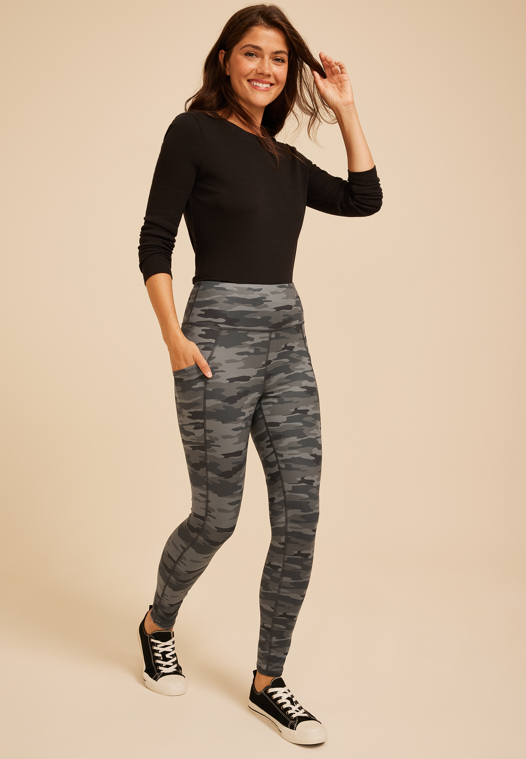 High Rise Camo Legging, C1755, large