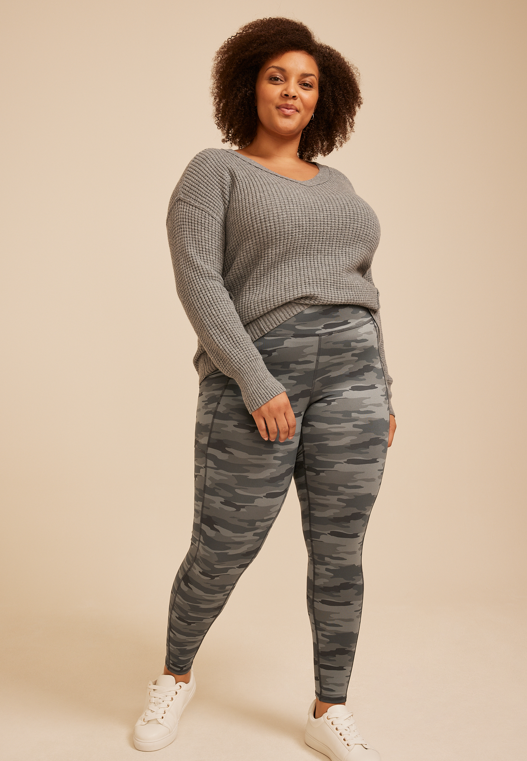 Plus Size High Rise Camo Legging, C1755, large