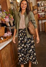 High Rise Floral Faux Wrap Maxi Skirt, C1756, small