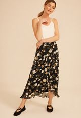 High Rise Floral Faux Wrap Maxi Skirt, C1756, small