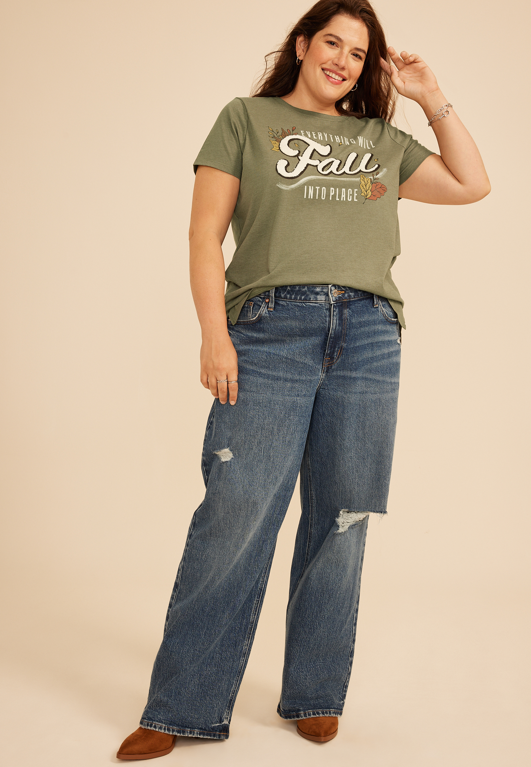 Plus Size Everything Will Fall Into Place Classic Fit Graphic Tee, C3142, large