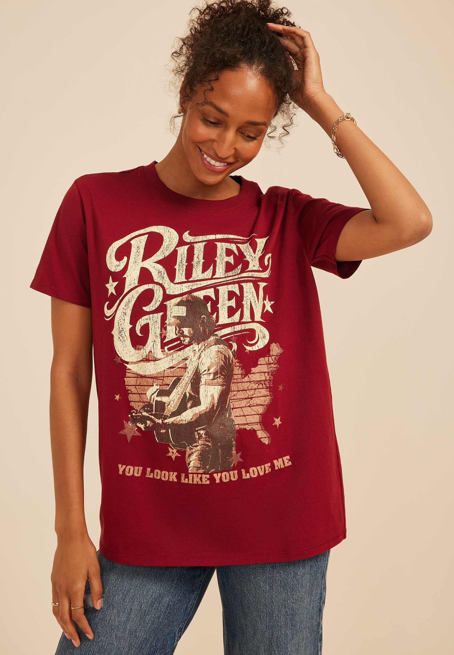 Riley Green Oversized Fit Graphic Tee, C2497, large