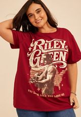 Plus Size Riley Green Oversized Fit Graphic Tee, C2497, small