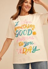 Plus Size Hope Something Good Standard Fit Graphic Tee, GARDENIA, small