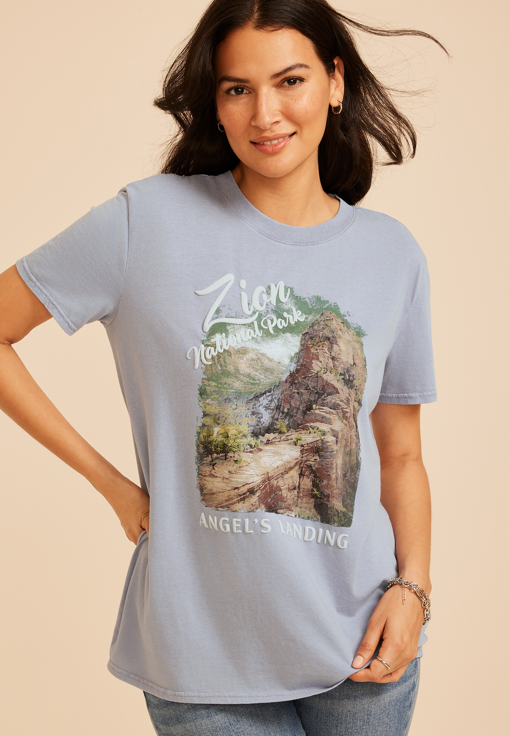 Zion National Park Oversized Fit Graphic Tee, C4199, large