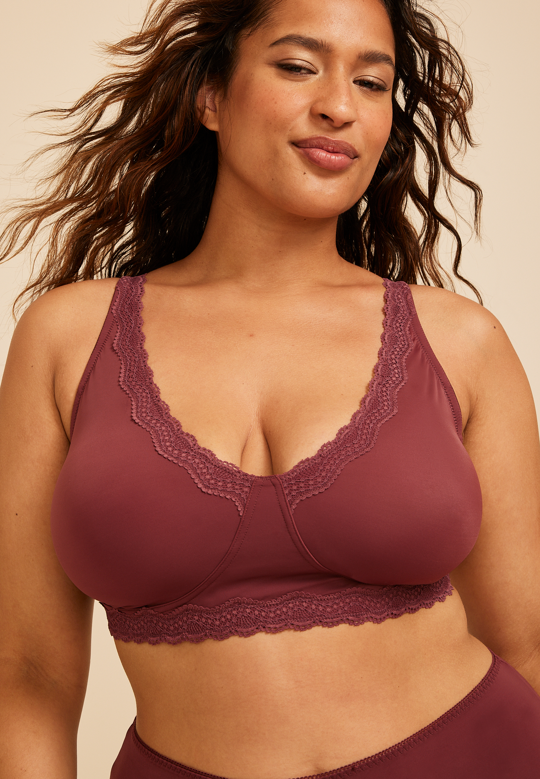 Micro Modal Lace Trim Triangle Bralette, C5221, large