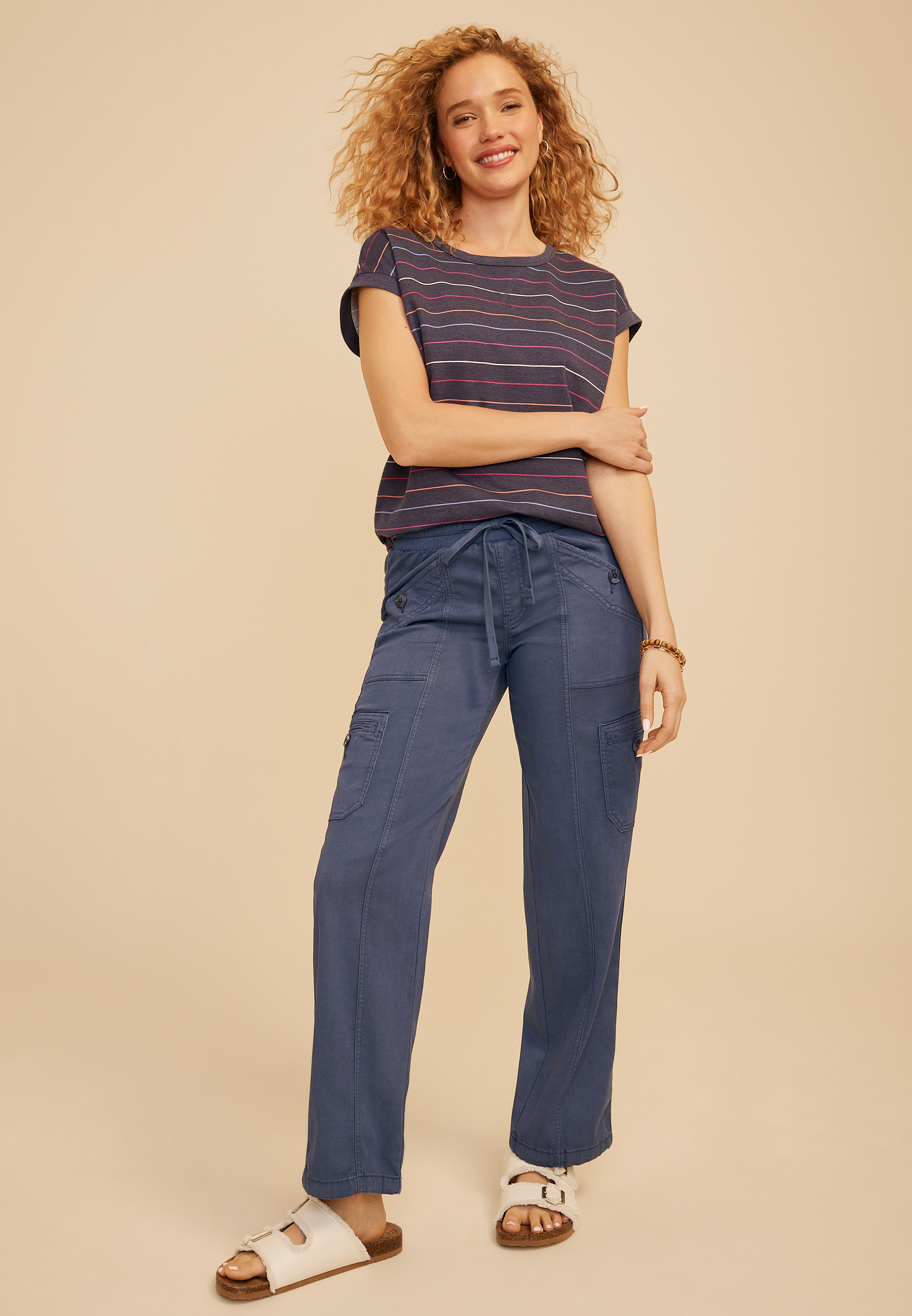Mid Rise Cargo Tencel Pant