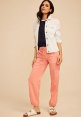 Mid Rise Cargo Tencel Pant, BLUSH, small