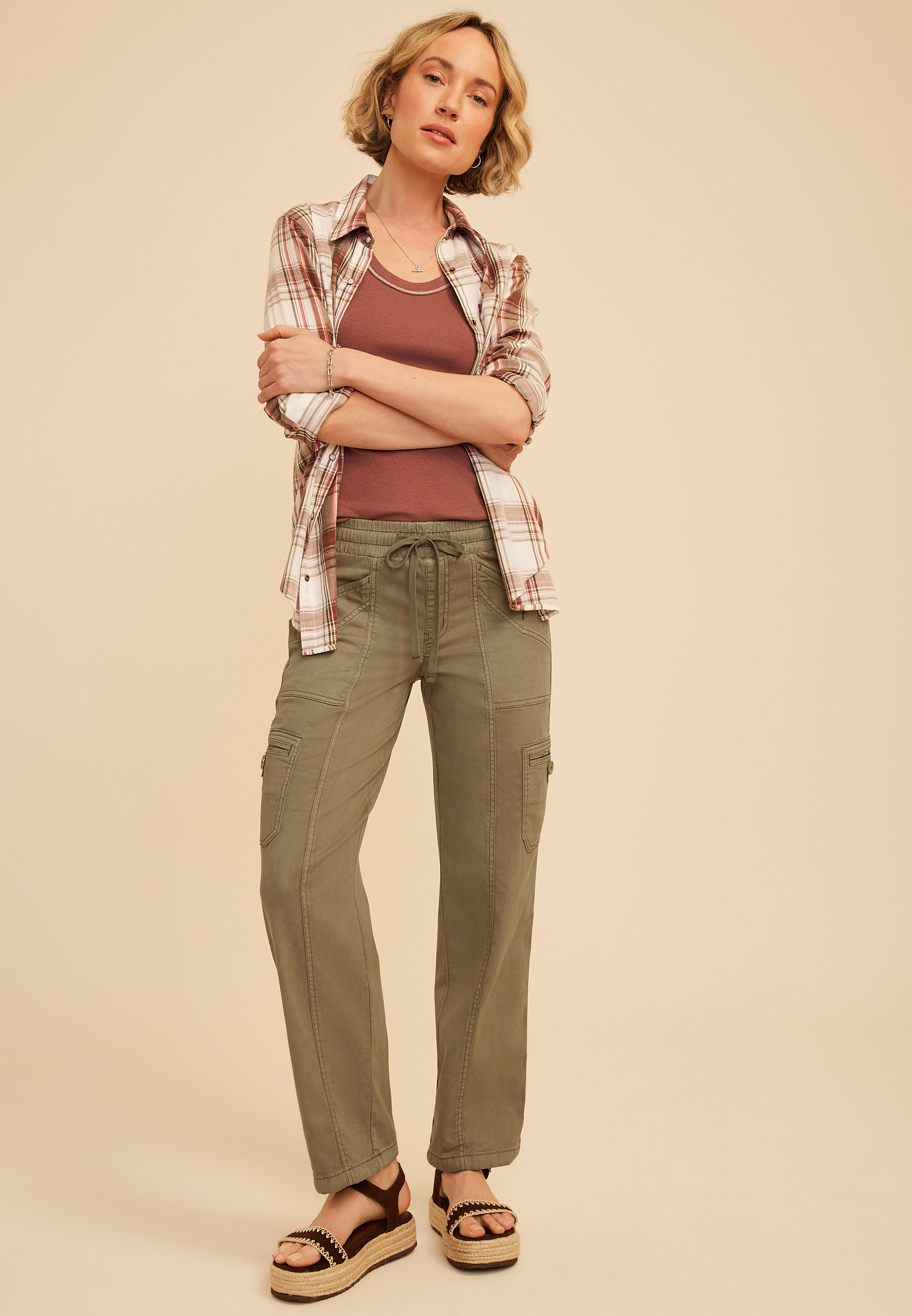 Mid Rise Cargo Tencel Pant