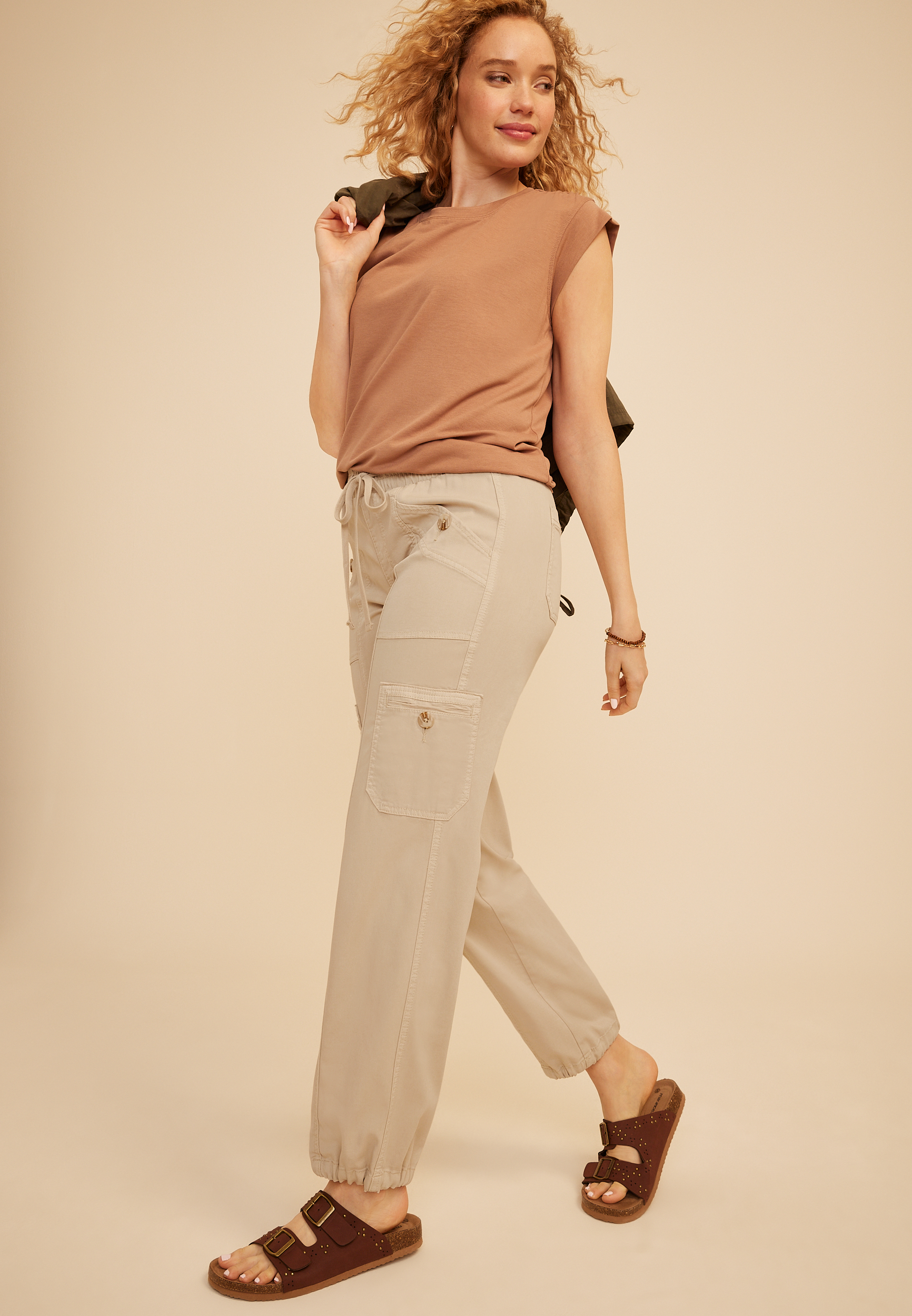 Mid Rise Cargo Tencel Pant