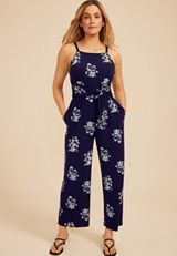 Bare Square Neck Tie Waist Jumpsuit, C6666, small