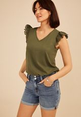 m jeans by maurices&trade; Classic High Rise Double Button Rolled Hem 5in Short, C3337, small