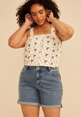 Plus Size m jeans by maurices&trade; Classic High Rise Double Button Rolled Hem 6in Short, C3337, small