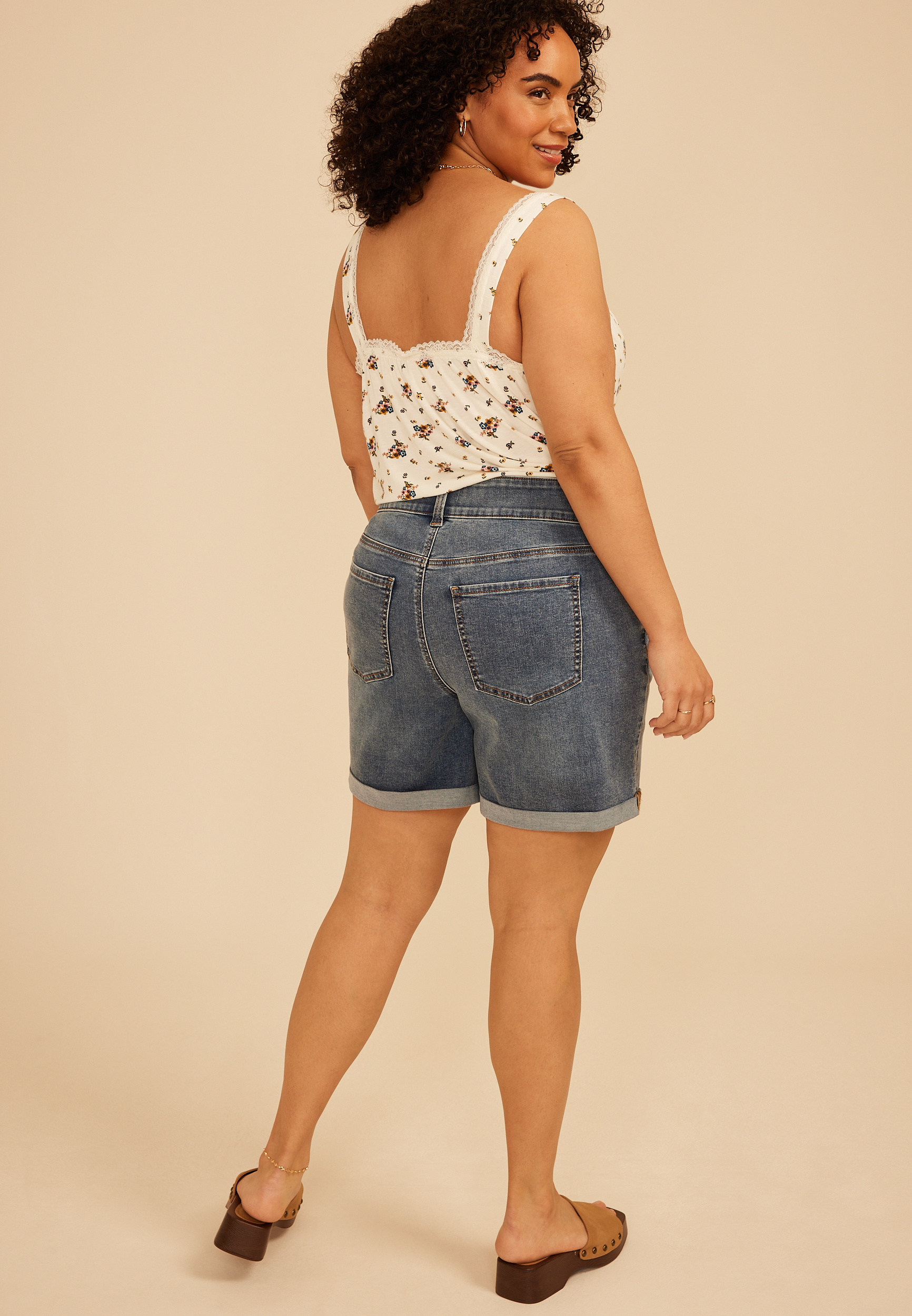Plus Size m jeans by maurices&trade; Classic High Rise Double Button Rolled Hem 6in Short, C3337, large