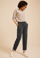 m jeans by maurices™ High Rise Black Knit Rolled Hem Jogger, C106, small