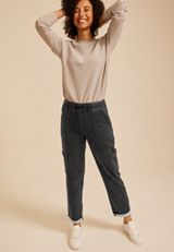 m jeans by maurices™ High Rise Black Knit Rolled Hem Jogger, C106, small