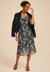 Bare Printed Mesh Cowl Neck Midi Dress, C1756, small