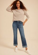 m jeans by maurices&trade; High Rise Pork Chop Pocket Relaxed Straight Ankle Jean, C3337, small