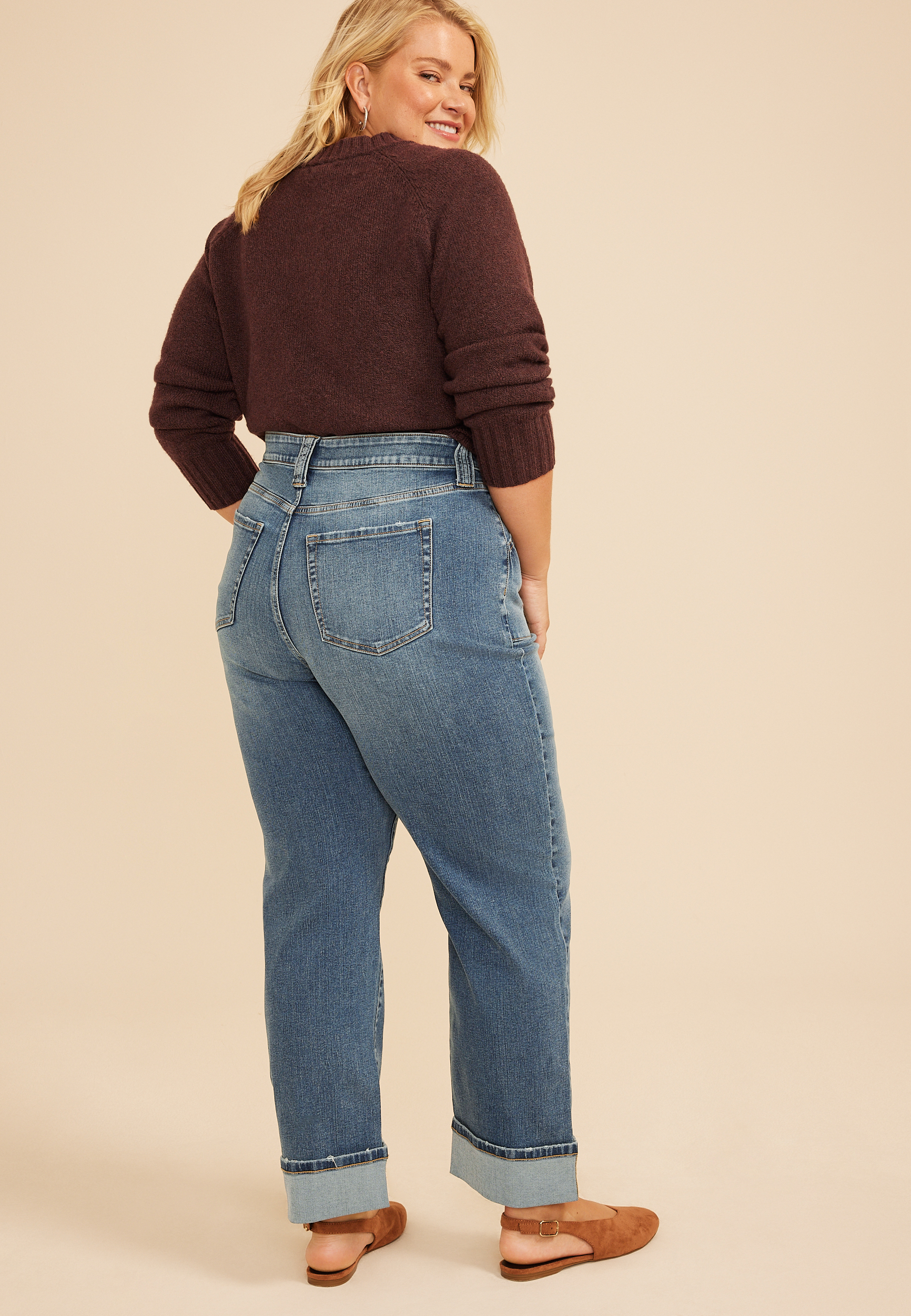 Plus Size m jeans by maurices™ High Rise Pork Chop Pocket Relaxed Straight Ankle Jean, C3337, large