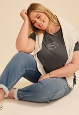 Plus Size Game Day Embroidered Football Classic Fit Graphic Tee, C106, small