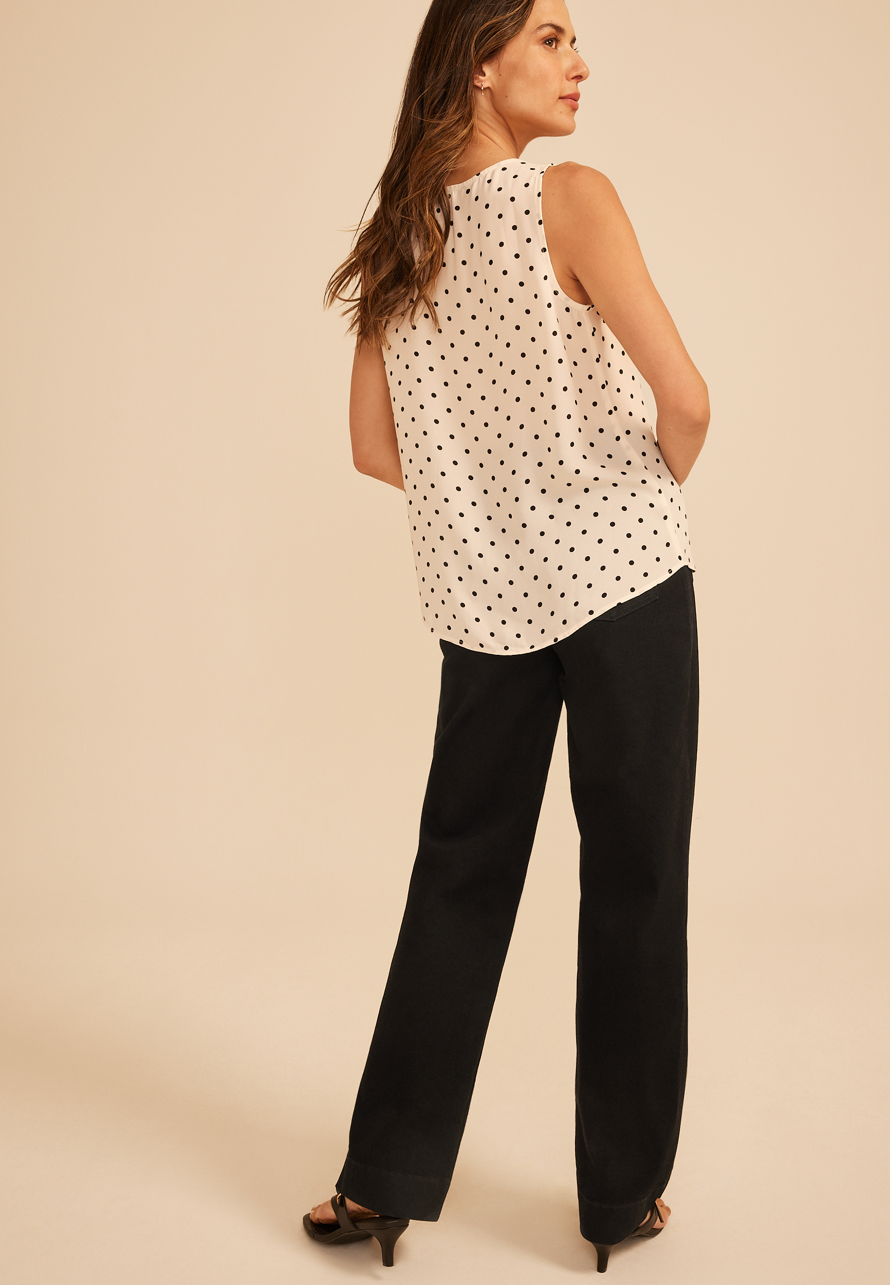 Polka Dot Lace Trim Tank Top, C5859, large