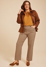 Plus Size Plaid High Rise Tab Pocket Bengaline Straight Pant, C5872, small