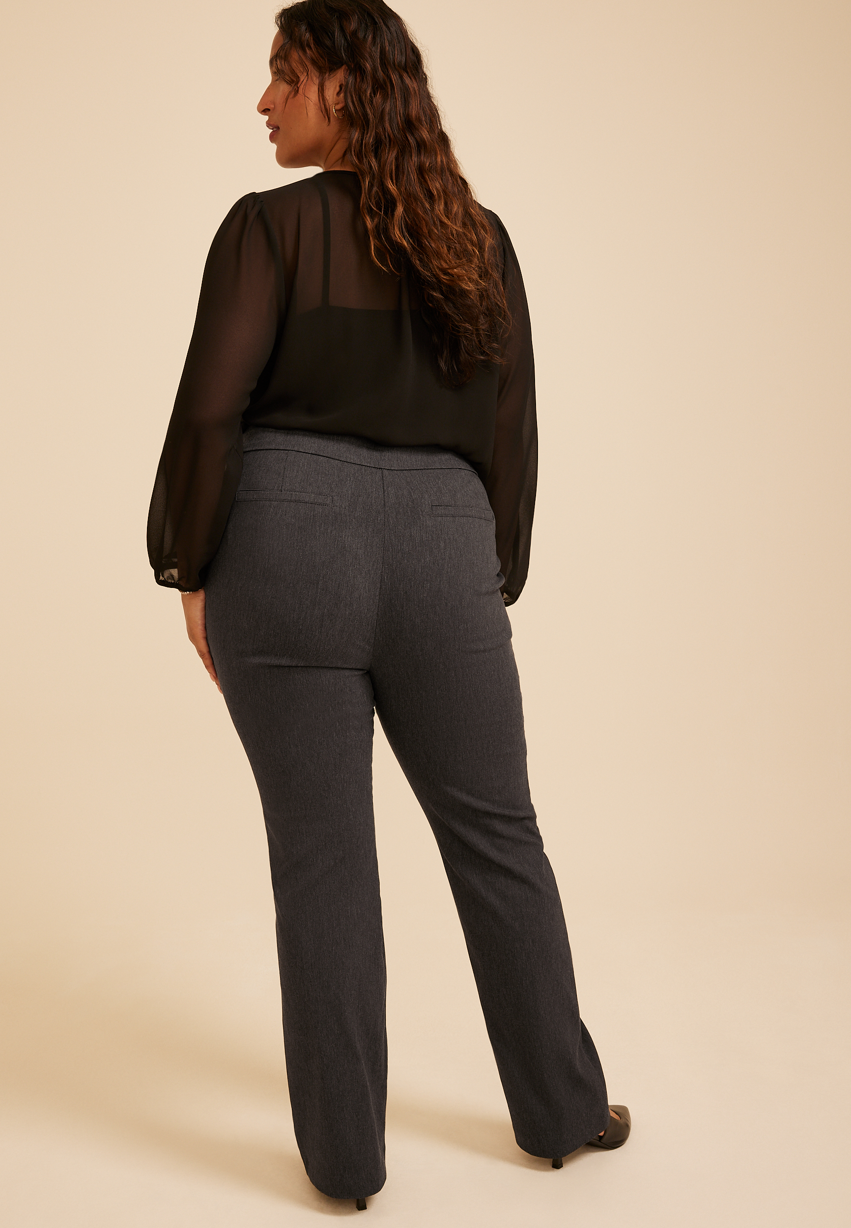 Plus Size High Rise Tab Pocket Bengaline Bootcut Pant, C3017, large