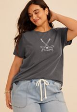 Plus Size Game Day Embroidered Hockey Classic Fit Graphic Tee, C106, small