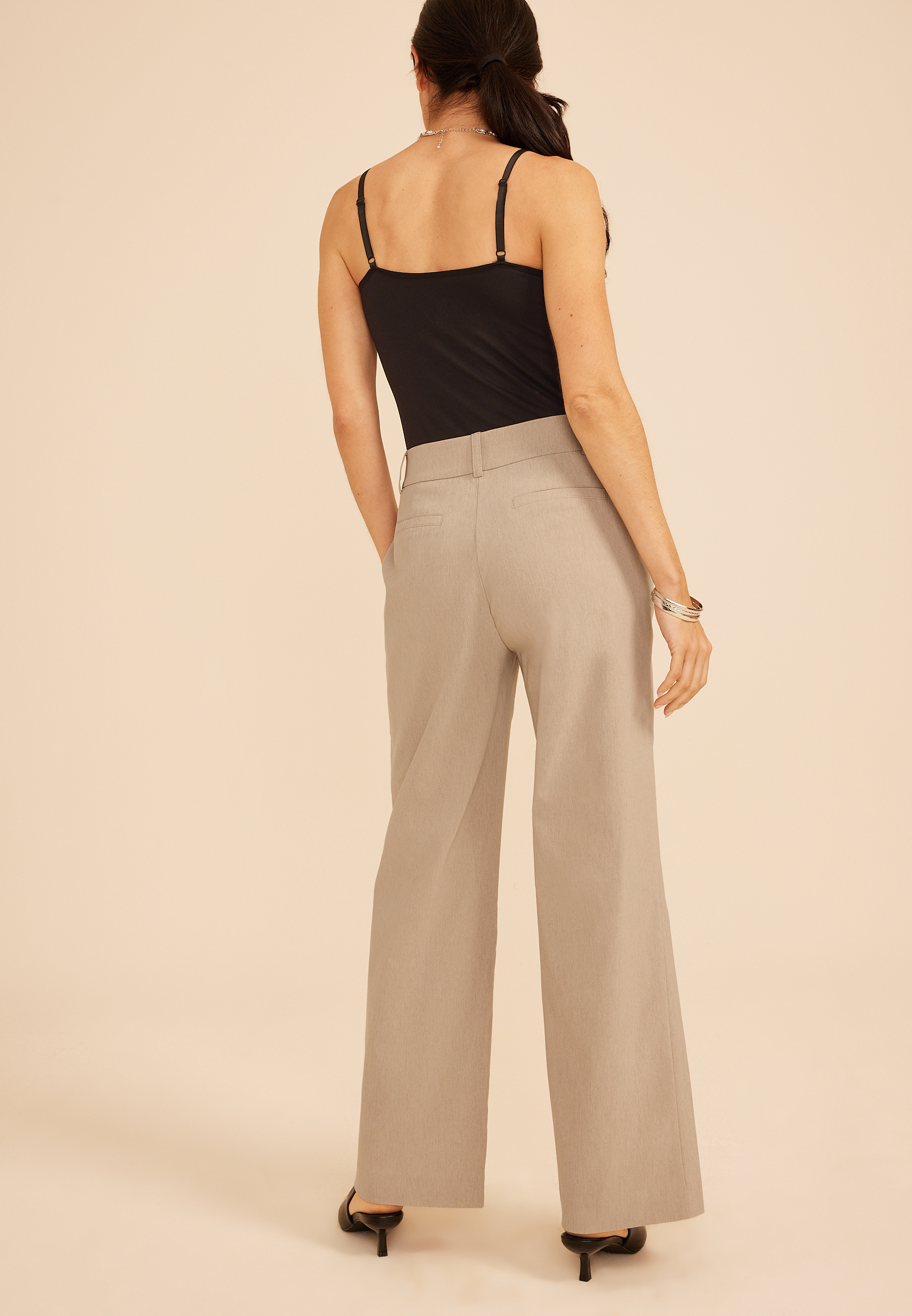 High Rise Bengaline Wide Leg Pant, C5609, large