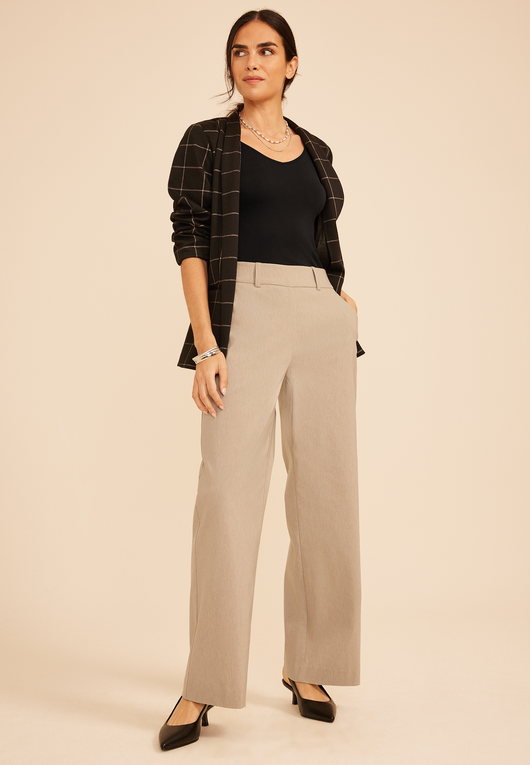 High Rise Bengaline Wide Leg Pant, C5609, large