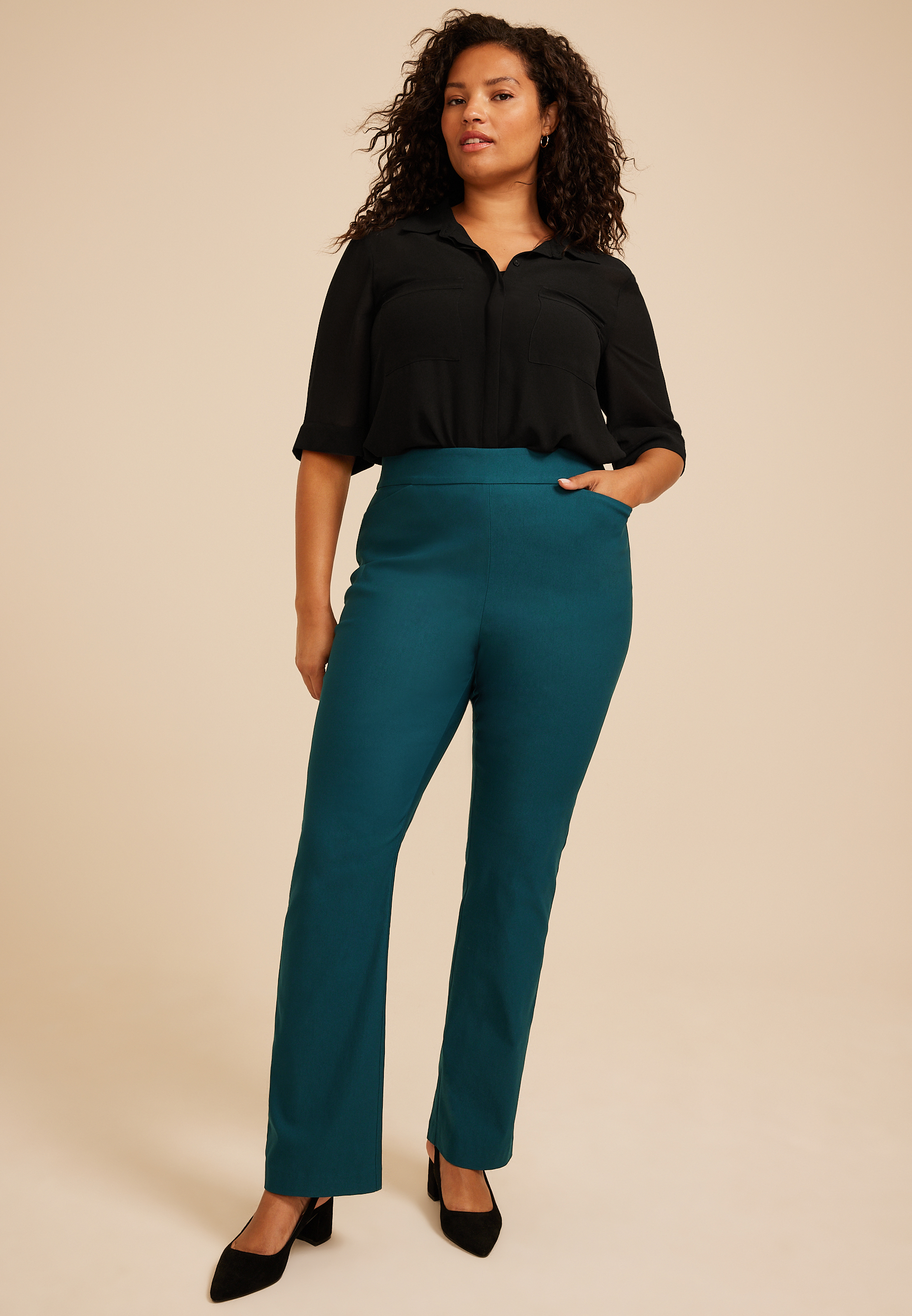 Plus Size High Rise Bengaline Bootcut Pant, C3784, large