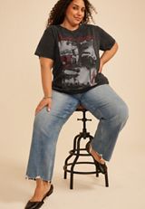 Plus Size Born To Rock Oversized Fit Graphic Tee, C106, small