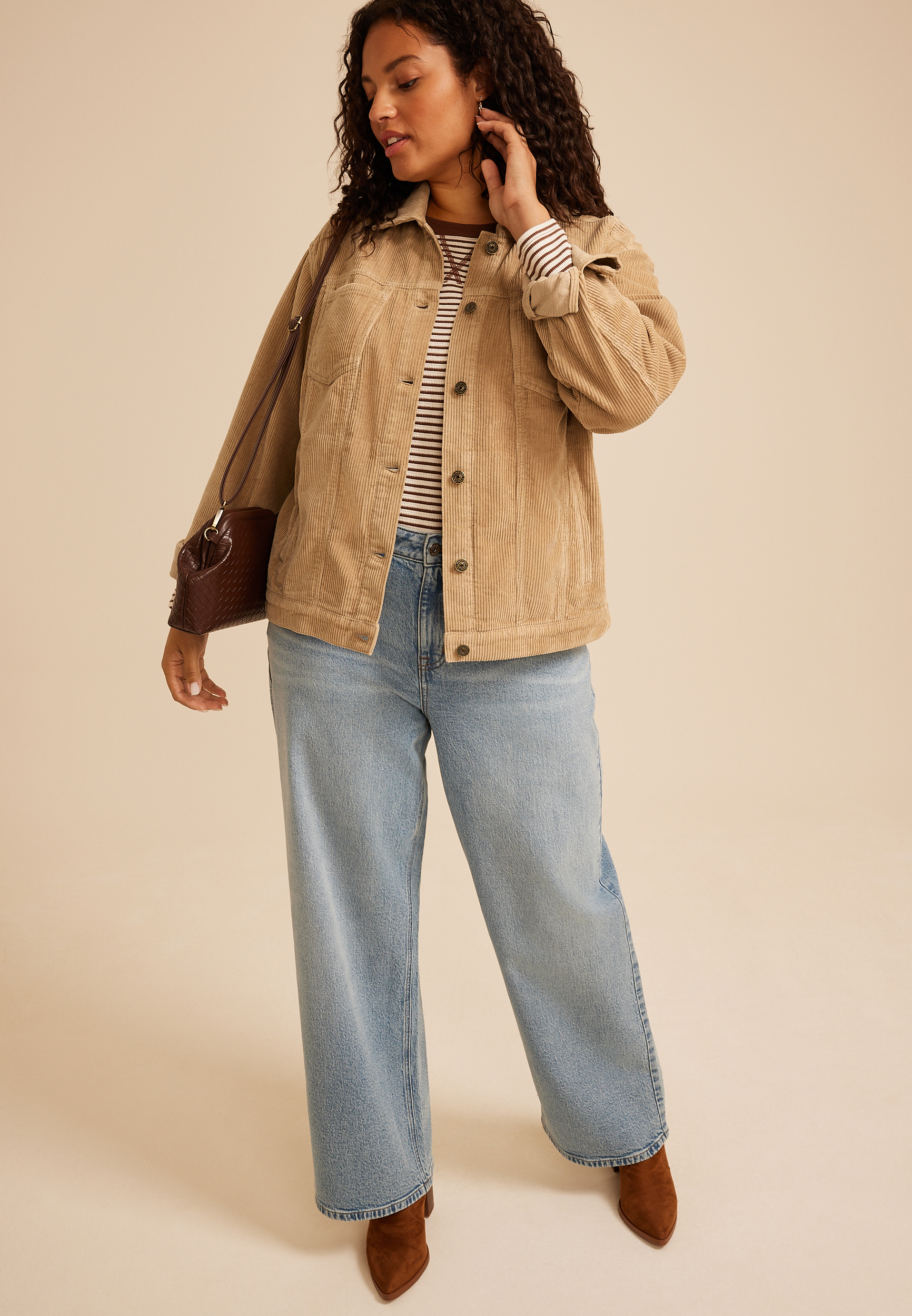 Plus Size Corduroy Trucker Jacket