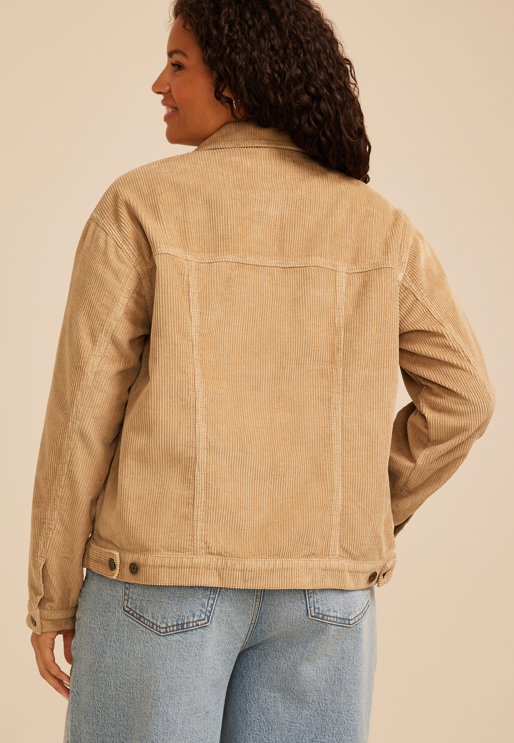 Plus Size Corduroy Trucker Jacket, C210, large