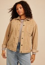 Plus Size Corduroy Trucker Jacket, C210, small