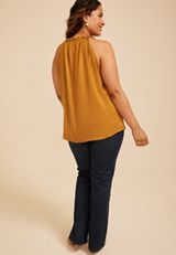 Plus Size Shoulder Tie Halter Tank Top, C3889, small
