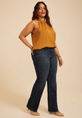Plus Size Shoulder Tie Halter Tank Top, C3889, small
