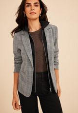 Plaid Hooded Twofer Blazer, C1756, small