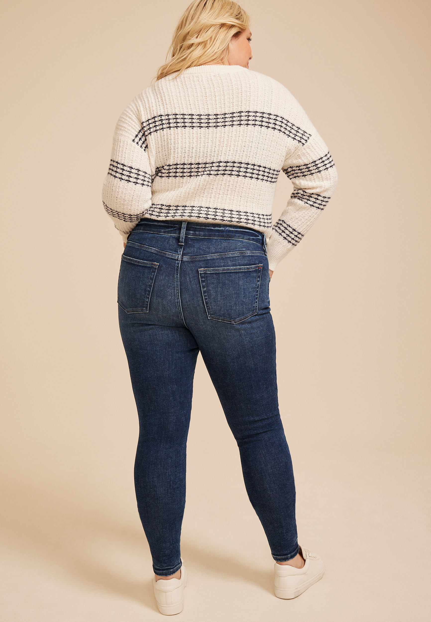 Plus Size edgely™ High Rise Waist Detail Skinny Jean, C258, large
