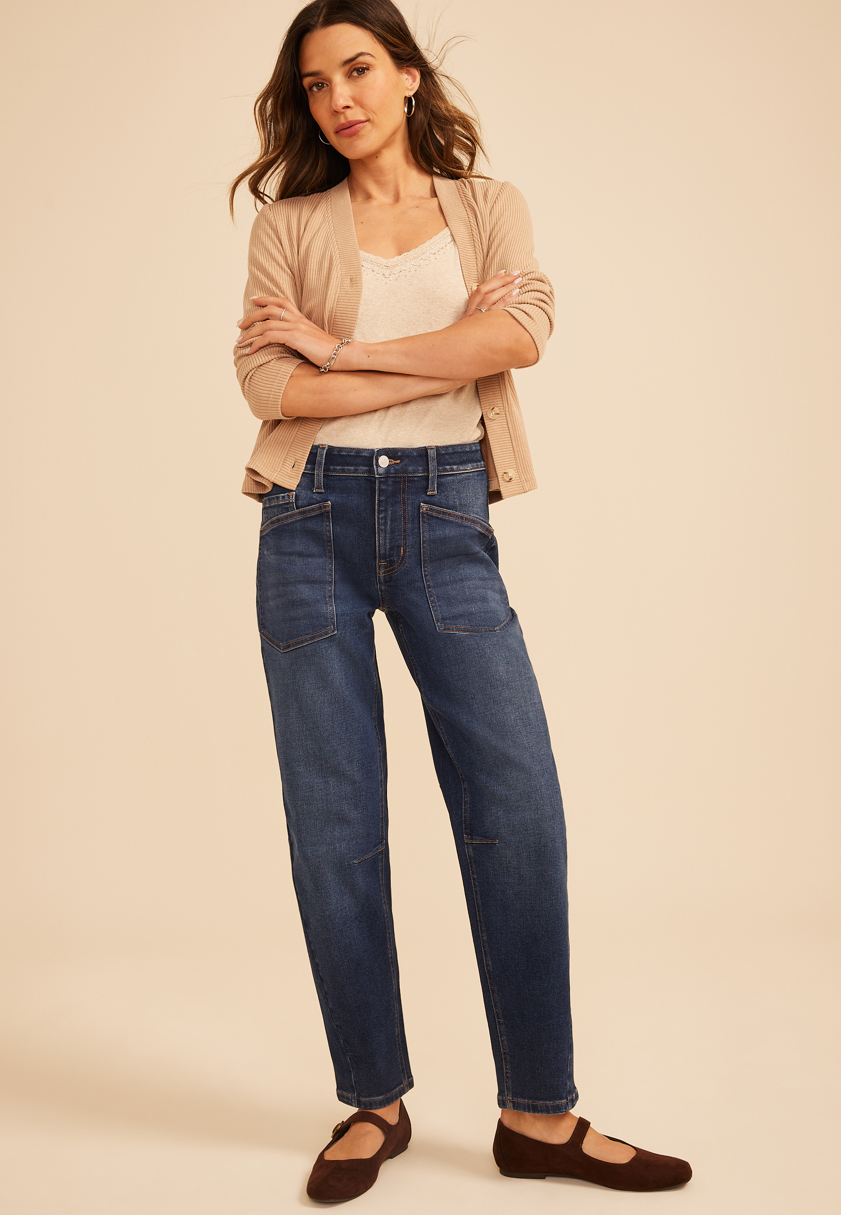 High Rise Utility Barrel Jean, C258, large