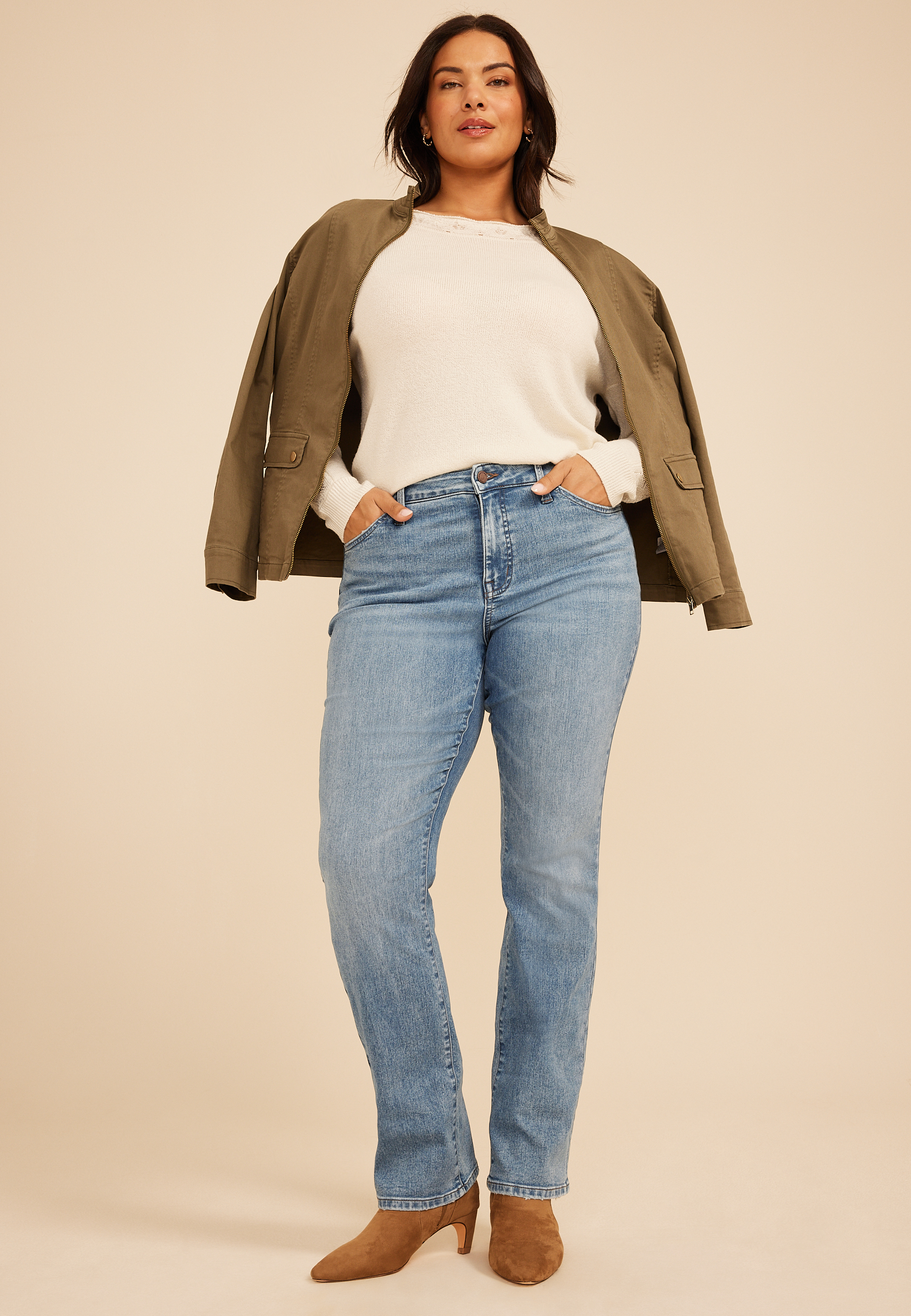 Plus Size Everflex&trade; Light Mid Rise Slim Boot Jean, C2806, large
