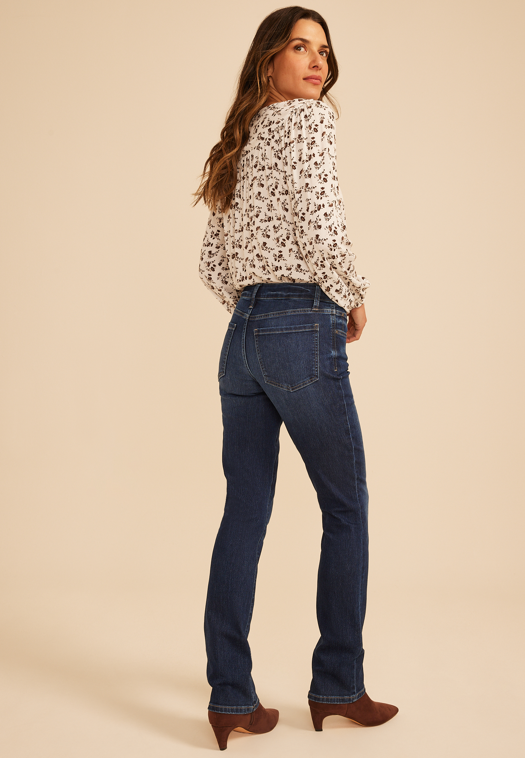 Everflex™ Curvy Mid Rise Dark Slim Boot Jean, C258, large
