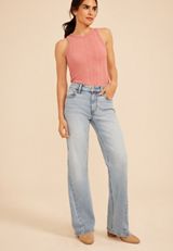 High Rise Twisted Seam Wide Flare Jean, C2806, small