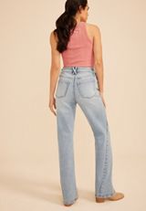 High Rise Twisted Seam Wide Flare Jean, C2806, small