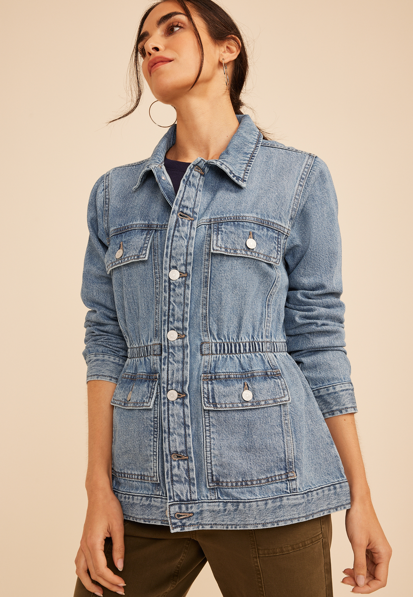 Cinch Waist Denim Jacket