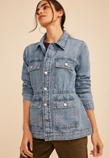Cinch Waist Denim Jacket, C3337, small