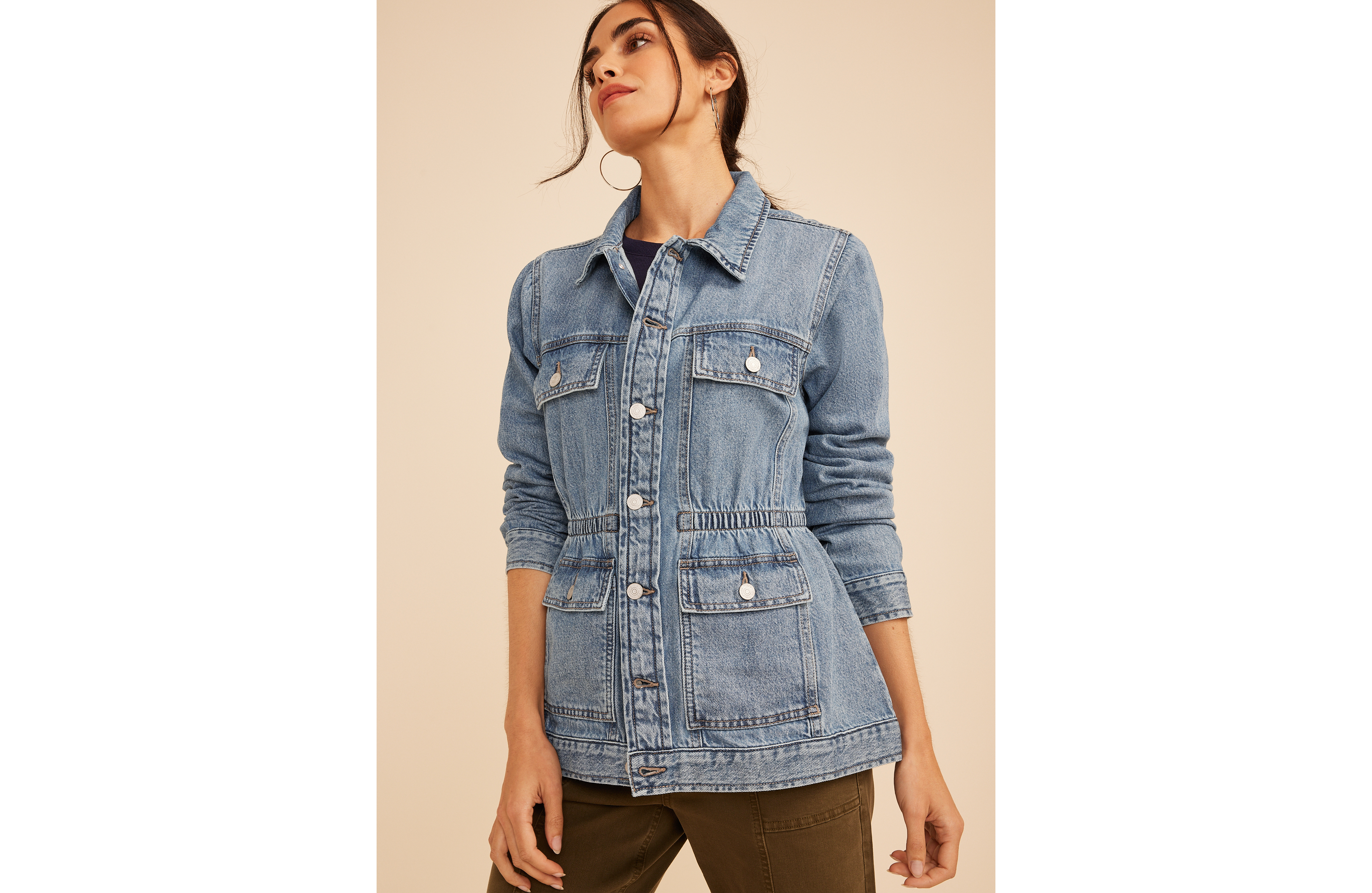 Cinch Waist Denim Jacket