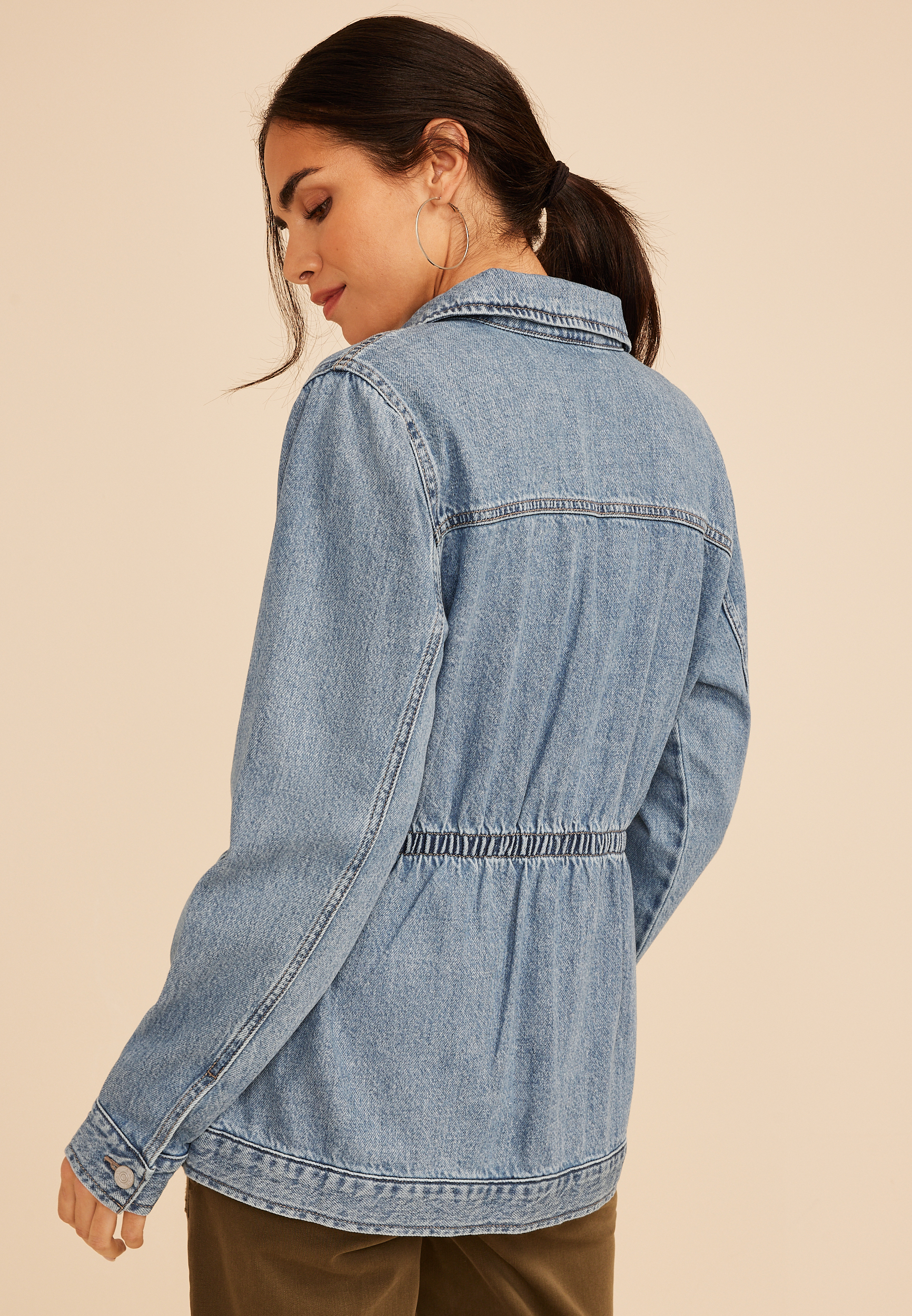 Cinch Waist Denim Jacket, C3337, large