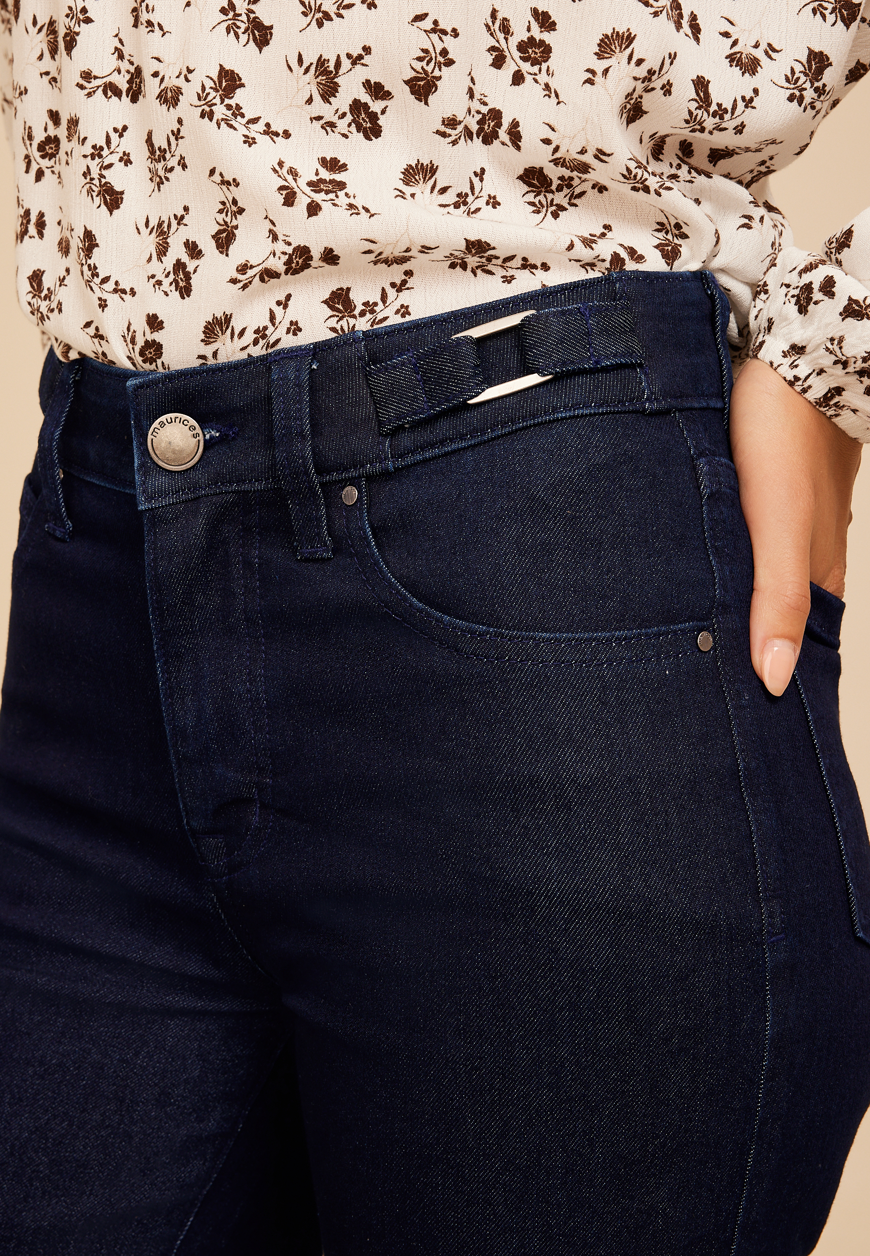 Everflex™ High Rise Buckle Waistband Trouser Jeans, C2372, large
