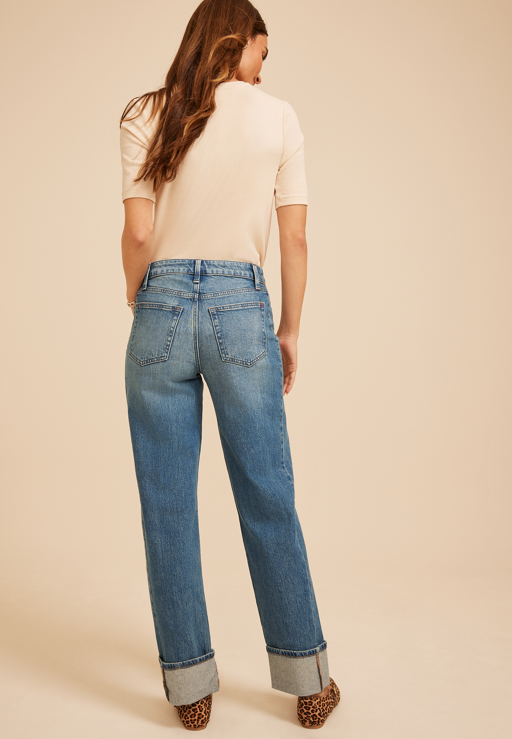 edgely™ High Rise Tinted Cuff Hem Relaxed Straight Jean, C3337, large